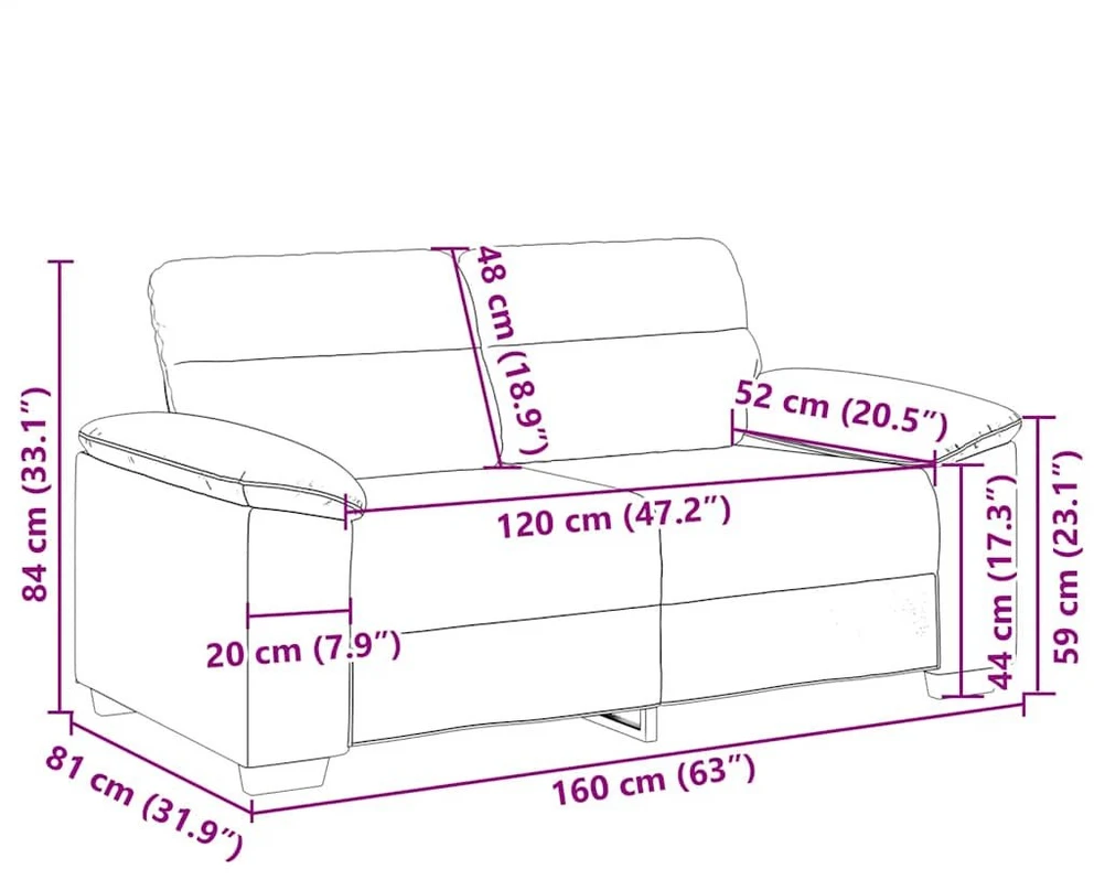 Dvivietė sofa, vyno raudonumo, 160x81x84 cm, audinys