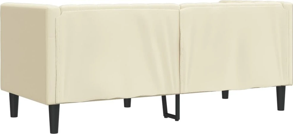 Dvivietė chesterfield sofa, kreminės spalvos, dirbtinė oda