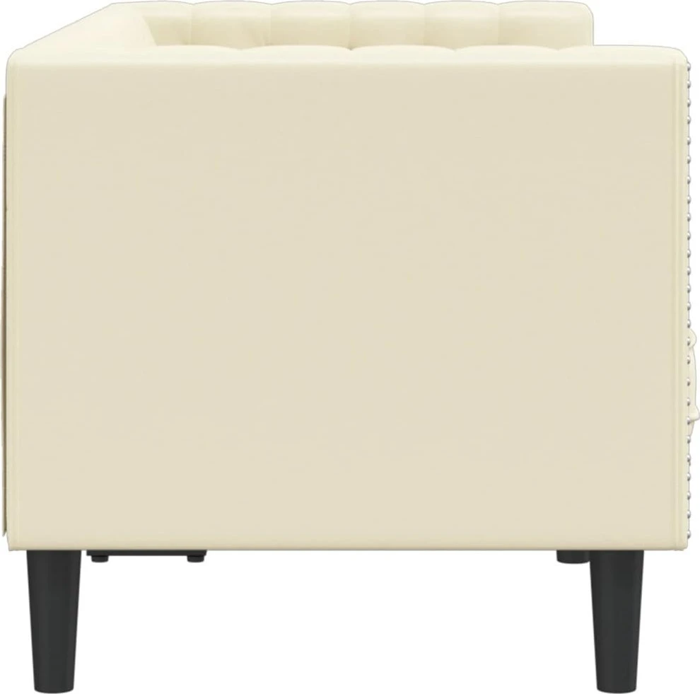 Dvivietė chesterfield sofa, kreminės spalvos, dirbtinė oda