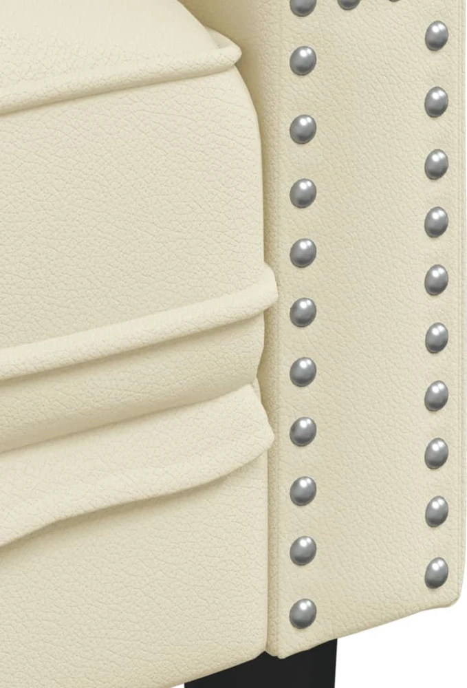 Dvivietė chesterfield sofa, kreminės spalvos, dirbtinė oda