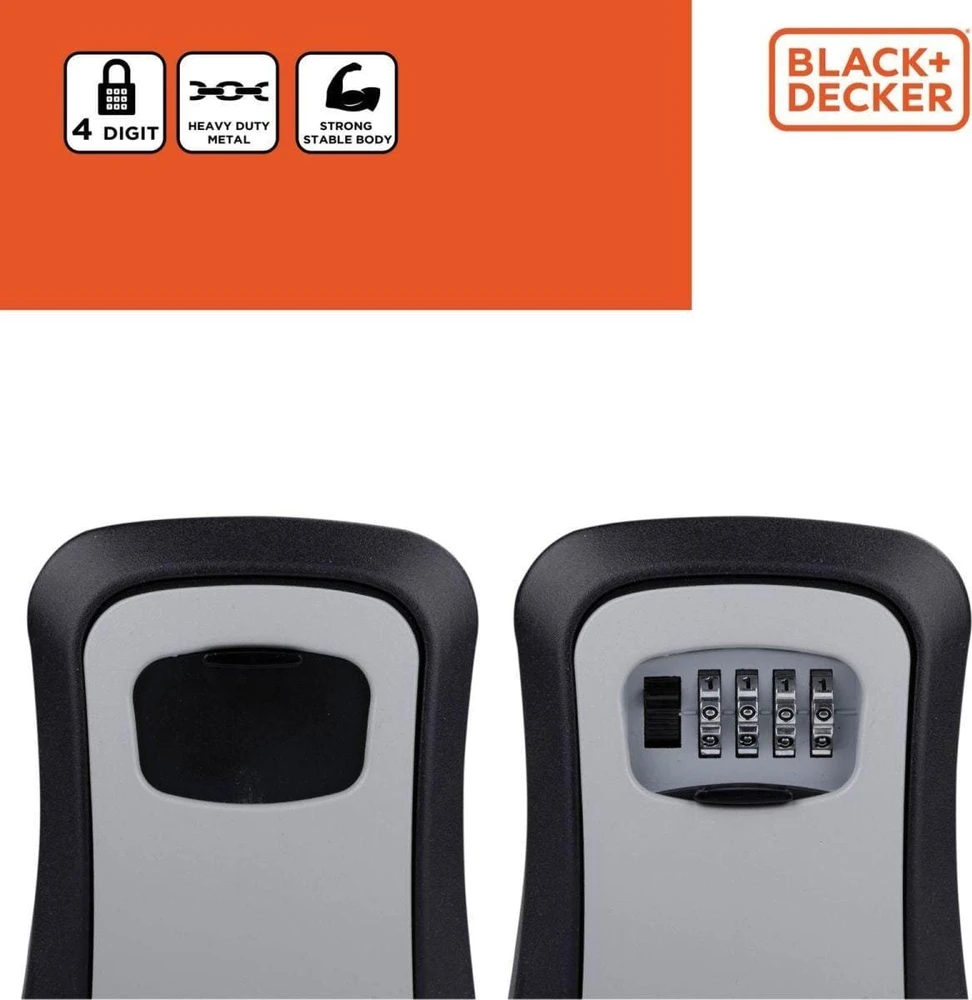 BLACK &amp; DECKER Juodas &amp; DECKER RAKINAMA RAKINĖ DĖŽUTĖ SU 4 SKAITMENŲ KODU Juodas + DECKER 239941
