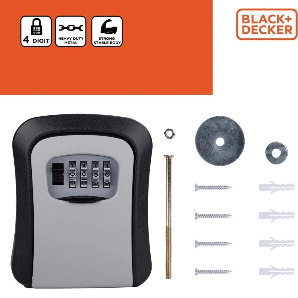 BLACK &amp; DECKER Juodas &amp; DECKER RAKINAMA RAKINĖ DĖŽUTĖ SU 4 SKAITMENŲ KODU Juodas + DECKER 239941