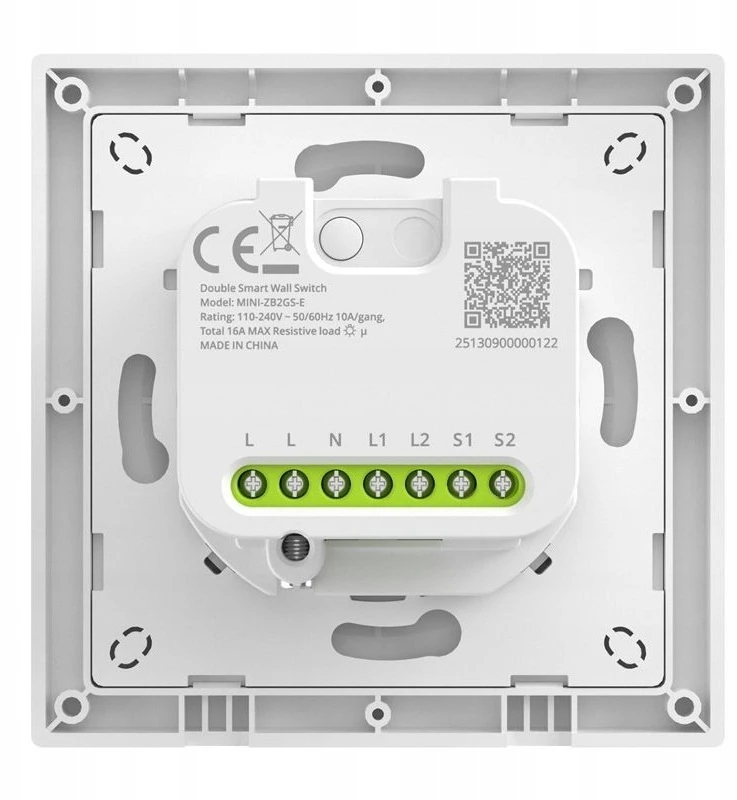 SONOFF MINI-ZB2GS-E ZigBee dviejų kanalų sieninis jungiklis.