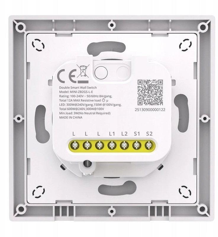 SONOFF MINI-ZB2GSL-E ZigBee dviejų kanalų sieninis jungiklis be nat.