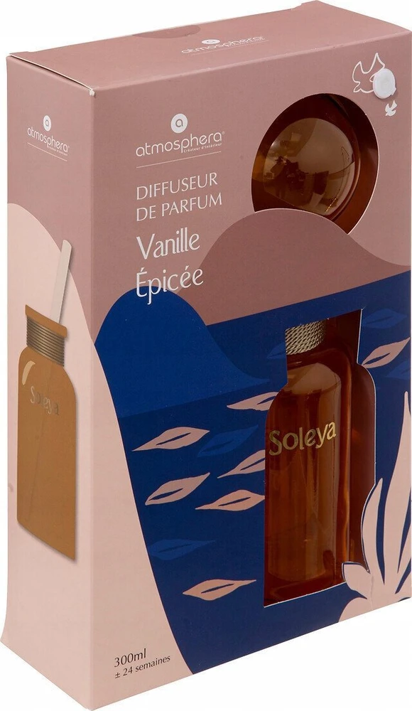 Atmosphera Elegantiškas aromato difuzorius su užsegimu ir SOLEYA lazdelėmis, 300 ml