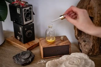 Namų kvapų difuzorius - Humanas natūralus medžio aliejaus difuzorius USB-C juodasis riešutas
