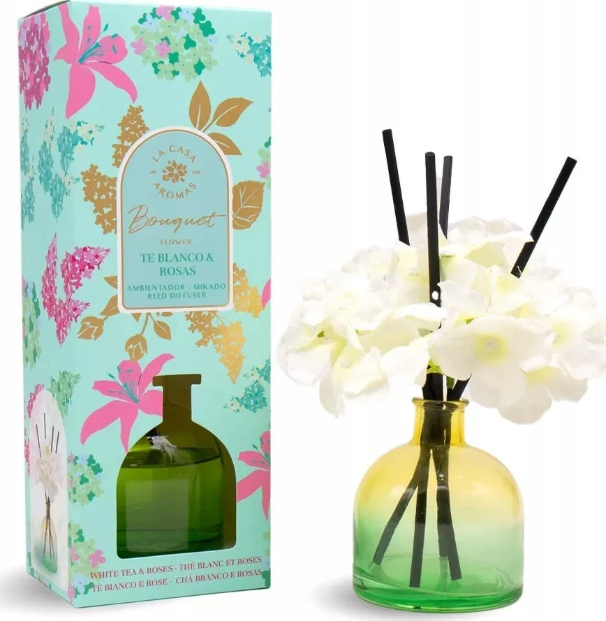 Drėkintuvas La Casa de los Aromas Flower Bouquet kvepiančios lazdelės Baltas Tea & Roses 170ml