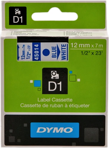 Juostelė DYMO D1 12mm x 7m, vinilinė, mėlyna ant balto / S0720540 45014