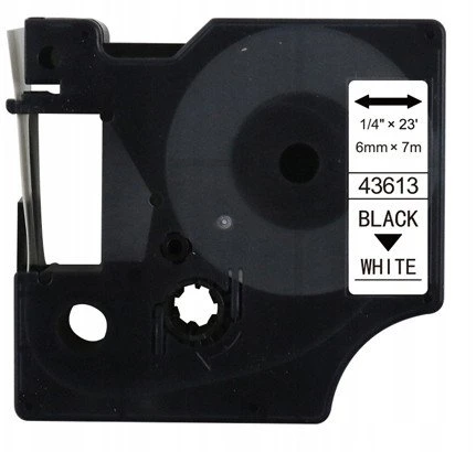 Dymo Taśma D1 43613 6mm x 7m S0720780 juoda na białym zamiennik