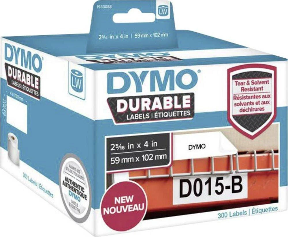 Etiketės DYMO LabelWriter Patvarus, 59mm x 102mm, 300vnt, baltos / 2112290