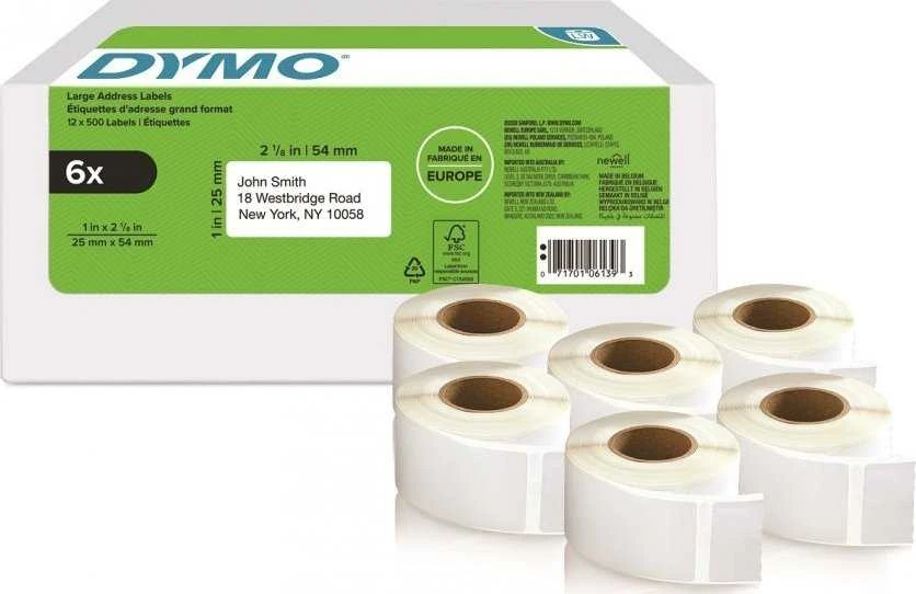 DYMO Etiketės 25 x 54mm / Rinkinys (2177564) - 6 vnt.