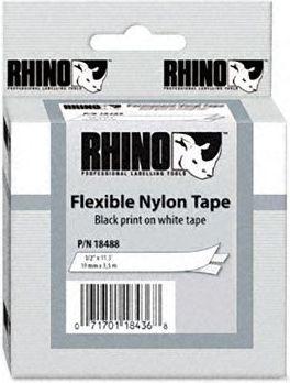 DYMO 18489 RHINO Nailono Juostelė 19mm x 3,5m (balta / juodas šifras)