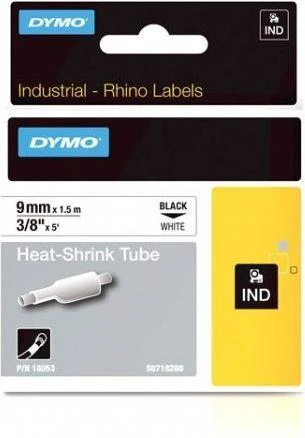 DYMO 18053 RHINO Termo vamzdelis 9mm x 1,5m (balta / juodas šifras)