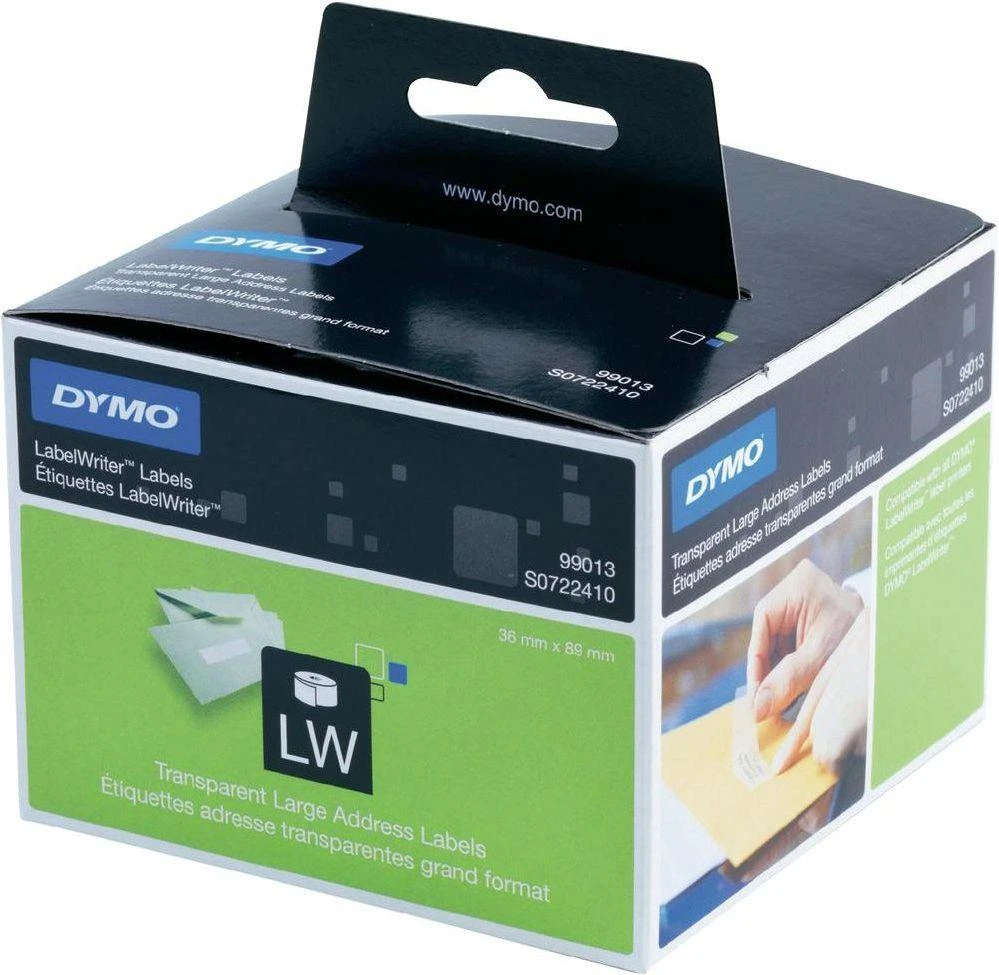 DYMO LW - Large Address Labels - 36 x 89 mm - S0722410 Permatomas Lipni spausdintuvo etiketė