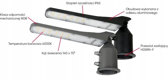 Led Line Lite Gatvės šviestuvas su foto rėle LED 230V 50W 5 000lm, 140° x 70° 4000K, pilkas, FLAMINGO, IP65, IK08