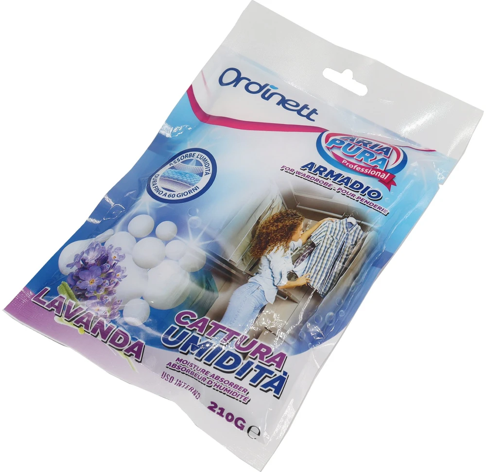 Sausintuvas ORDINETT Drėgmės sugėriklis spintai, kristalinis, 210 g, levanda