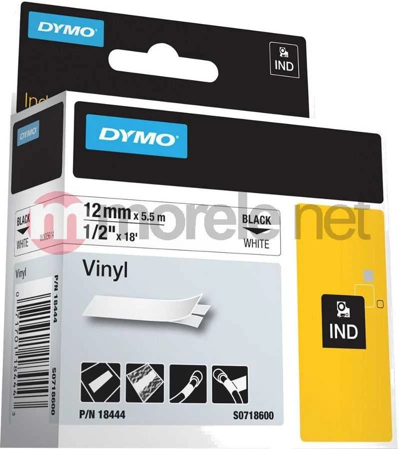 Juostelė DYMO Rhino 12mm x 5.5m, vinilinė, juoda ant balto / S0718600 18444