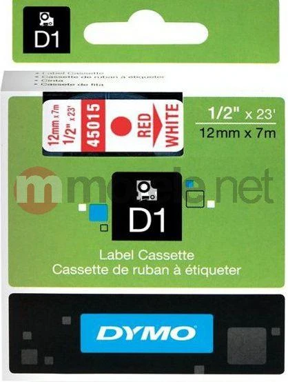 Juostelė DYMO D1 12mm x 7m, vinilinė, raudona ant balto / S0720550 45015
