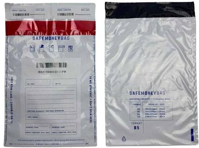 Bestpak SAFEMONEYBAG Safe deposit envelopes baltas B5 190mmx260mm+35mm 100 pieces