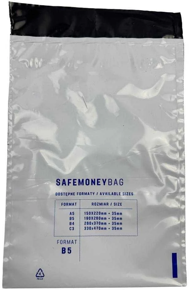 Bestpak SAFEMONEYBAG Safe deposit envelopes baltas B5 190mmx260mm+35mm 100 pieces