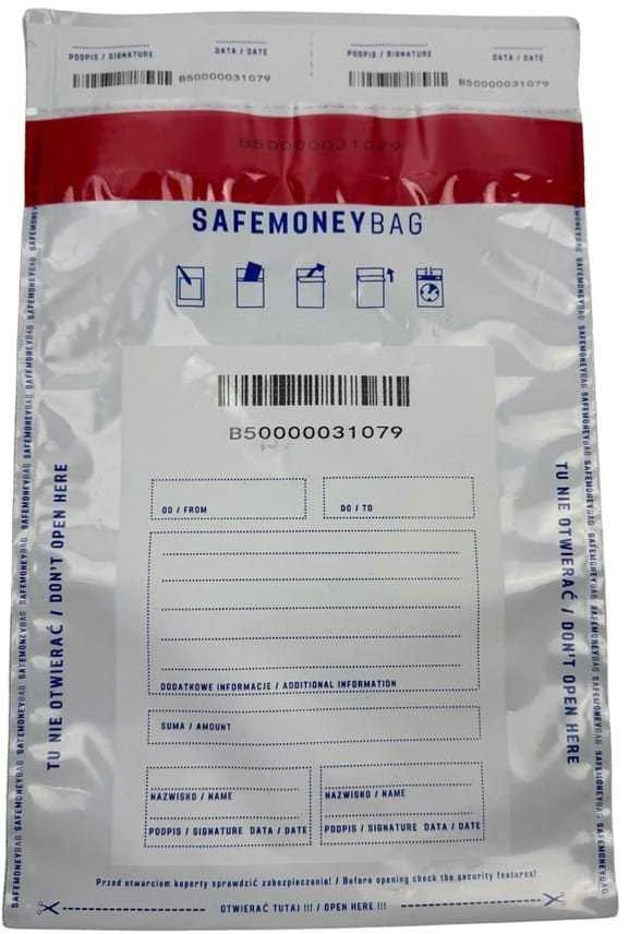 Bestpak SAFEMONEYBAG Safe deposit envelopes baltas B5 190mmx260mm+35mm 100 pieces