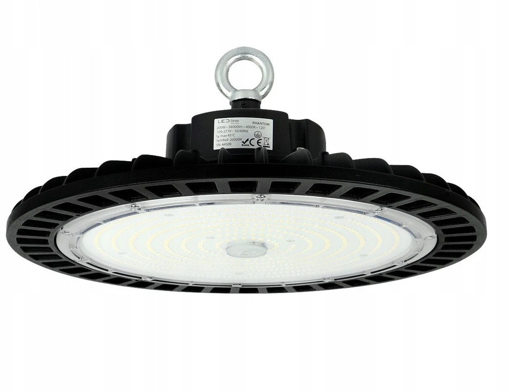 Led Line Prime Sandėlio šviestuvas PHANTOM, 230Vac, 200W 38 000lm, 190lm/W, 1-10V, 120°, pritemdomas