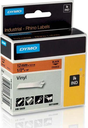 Juostelė DYMO D1,12 mm x 5,5m, juoda/oranžinė