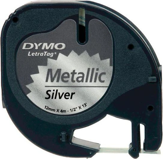 DYMO S0721730 etikečių juostelė Juoda metalo spalvos fone