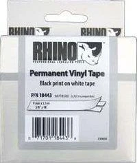 Dymo Vinilinė juostelė RHINO 9MMx5.5M, JUODA/BALTA