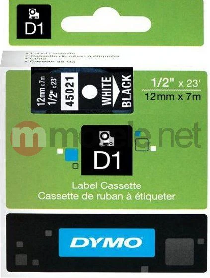 Juostelė DYMO D1 12mm x 7m, vinilinė, balta ant juodo / S0720610 45021