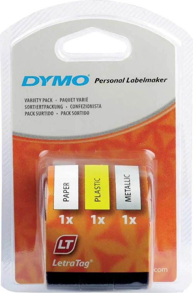 LetraTag, paketas su trimismis juostomis (baltas, geltonas, sidabrinis) DYMO / S0721800