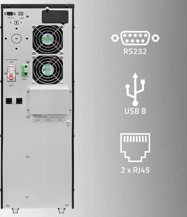 QOLTEC 52283 Nepertraukiamo maitinimo šaltinis UPS / 6kVA / 6000W / Galios koeficientas 1.0 / LCD / EPO / USB / Prisijungęs