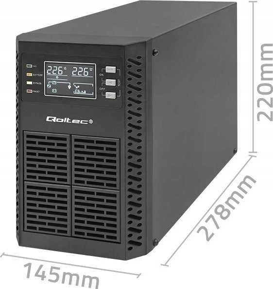 QOLTEC 52280 Nepertraukiamo maitinimo šaltinis UPS / 1kVA / 1000W / Galios koeficientas 1.0 / LCD / EPO / USB / Prisijungę