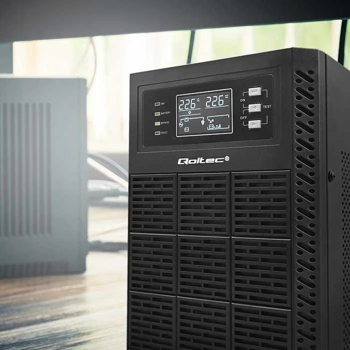 QOLTEC 52283 Nepertraukiamo maitinimo šaltinis UPS / 6kVA / 6000W / Galios koeficientas 1.0 / LCD / EPO / USB / Prisijungęs