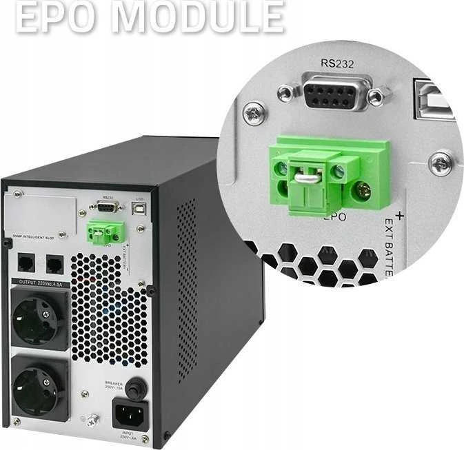 QOLTEC 52280 Nepertraukiamo maitinimo šaltinis UPS / 1kVA / 1000W / Galios koeficientas 1.0 / LCD / EPO / USB / Prisijungę