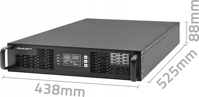 QOLTEC 52286 nepertraukiamo maitinimo UPS, skirtas RACK / 2kVA / 2000W / Galios koeficientas 1,0 / LCD / EPO / USB / On line