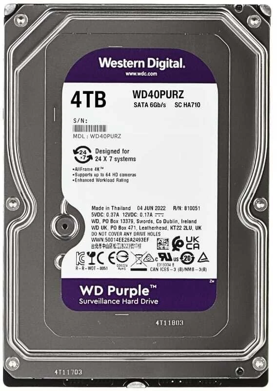 Hikvision Hik Diskas vaizdo registratoriui HDD-WD40PURZ/R 4TB 24/7 REFURBISHED WESTERN DIGITAL