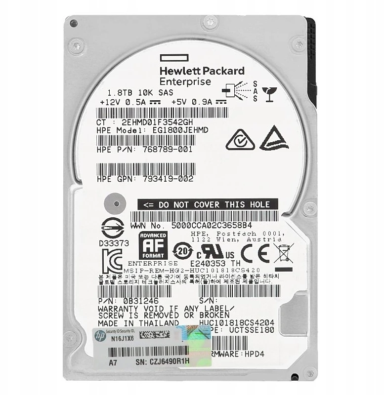 Hewlett Packard (HP) Hewlett Packard Enterprise DRV HD MSA 1.8TB 12G 10K 2.5 (EG1800JEHMD)