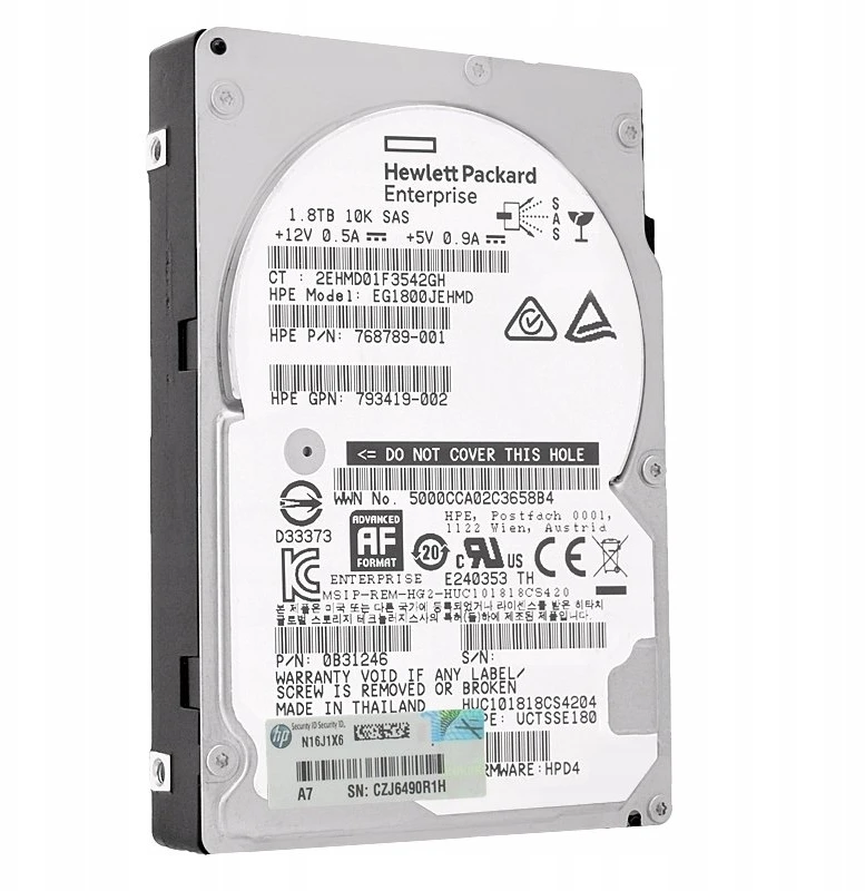 Hewlett Packard (HP) Hewlett Packard Enterprise DRV HD MSA 1.8TB 12G 10K 2.5 (EG1800JEHMD)