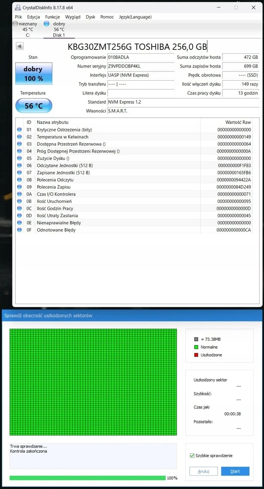 Dysk Lenovo Toshiba BG3 256G M.2 2242
