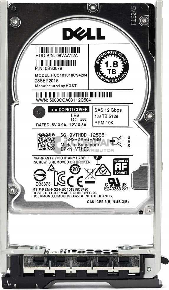 Dysk serwerowy Dell 1.8TB 2.5'' SAS-3 (12Gb/s) (VTHDD )