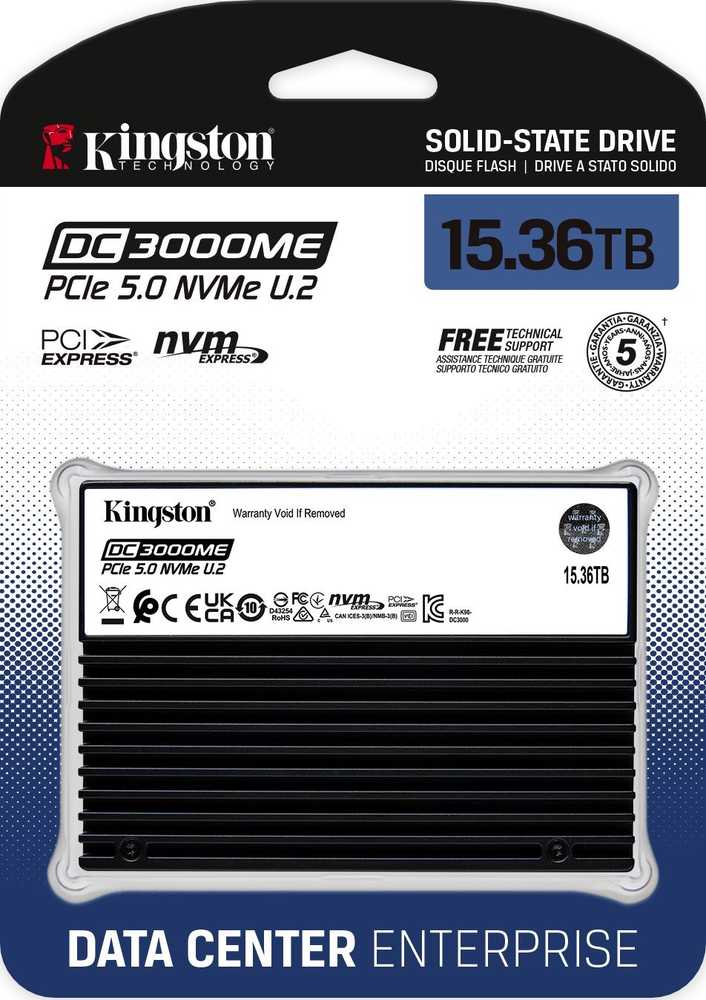 „Kingston Technology“ 15,36 TB DC3000ME U.2 PCIe 5.0 NVMe TCG Opal Enterprise SSD diskai
