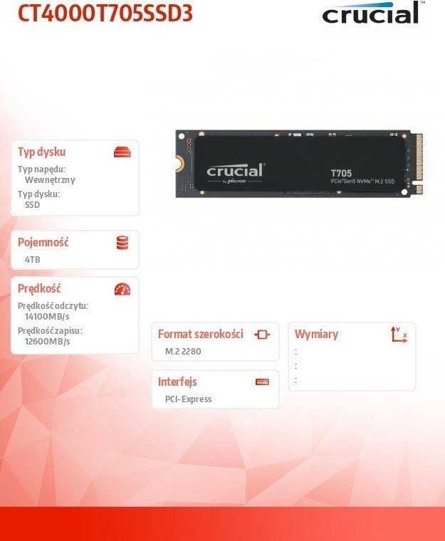 Crucial T705 M.2 PCI-e 5.0 NVMe 4TB