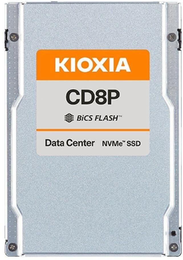 SSD duomenų centro skaitymo intensyvumo diskas KIOXIA CD8P-R 7.68TB PCIe Gen5 vieno prievado (128GT/s) NVMe 2.0, BiCS Flash TLC, 2.5" 15mm U.2, skaitymas/rašymas: 12000/5500 MBps, IOPS 2000K/200K, DWPD 1
