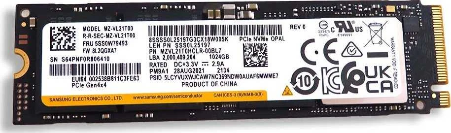 Diskas SSD Lenovo 1TB M.2 2280 PCI-E x4 Gen4 NVMe (SSD M.2 2280 PCIe NVMe 1TB)