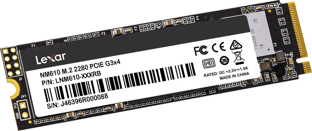 Lexar NVMe SSD NM610 250 GB, SSD form factor M.2 2280, SSD sąsaja PCIe Gen3x4, Rašymo greitis 1200 MB/s, Skaitymo greitis 2000 MB/s