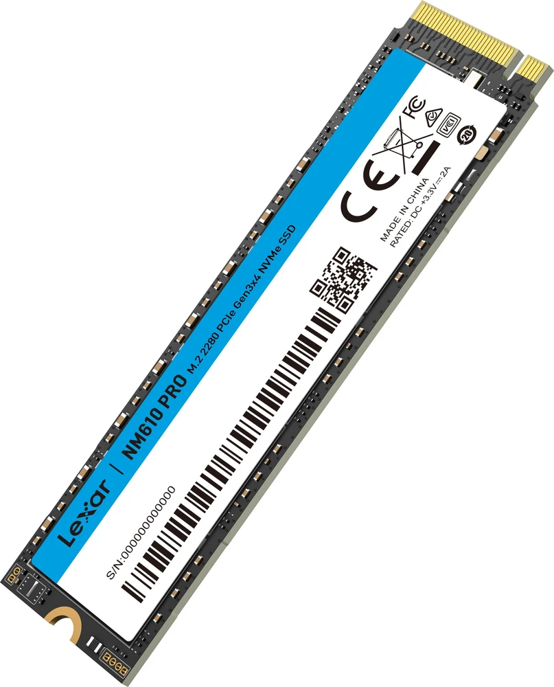 Lexar Media „Lexar NM610PRO 1TB SSD M.2 2280 PCIe Gen3x4 NVMe“ didelės spartos, iki 3300 MB/s skaitymo