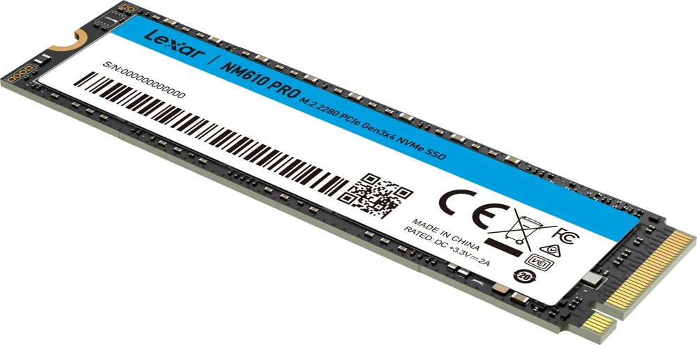 Lexar Media „Lexar NM610PRO 1TB SSD M.2 2280 PCIe Gen3x4 NVMe“ didelės spartos, iki 3300 MB/s skaitymo
