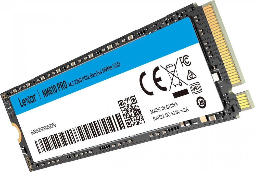 Lexar Media „Lexar NM610PRO 1TB SSD M.2 2280 PCIe Gen3x4 NVMe“ didelės spartos, iki 3300 MB/s skaitymo