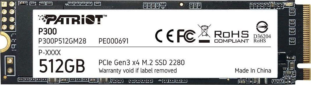 Kietasis vidinis diskas Patriot P300 M.2 PCIe Gen 3 x4 512GB SSD